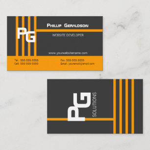 Tarjeta De Visita Monograma Moderno Naranja
