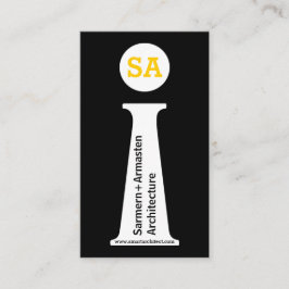 Tarjeta De Visita Monograma moderno negro, blanco y amarillo