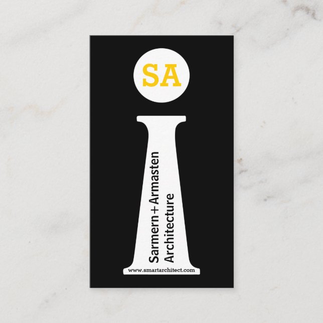 Tarjeta De Visita Monograma moderno negro, blanco y amarillo (Anverso)