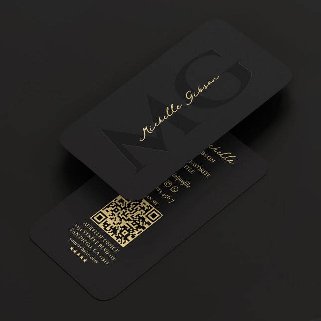 Tarjeta De Visita Monograma moderno negro de marketing profesional (Professional Marketing Black Gold Modern Monogram Business Card
)
