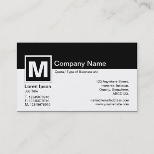Tarjeta De Visita Monograma moderno - negro y blanco (cáscara de hue
