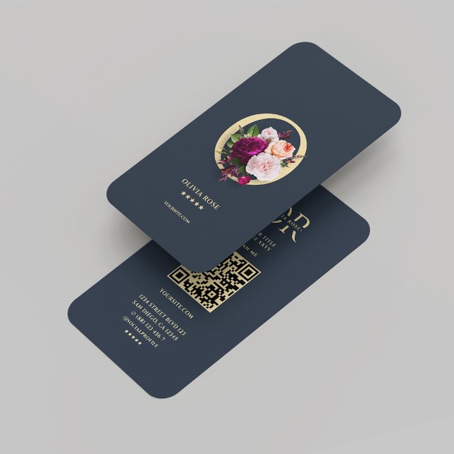 Tarjeta De Visita Monograma Moderno O Elegante Floral Oro Negro (Modern Monogram O Elegant Floral Black Gold Business Card
)