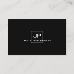 Tarjeta De Visita Monograma moderno profesional blanco negro elegant