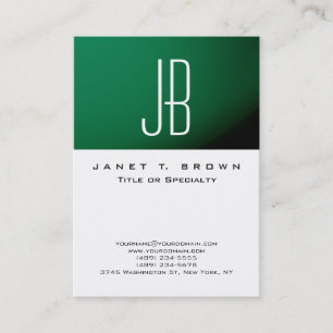 Tarjeta De Visita Monograma moderno profesional Blanco verde sencill