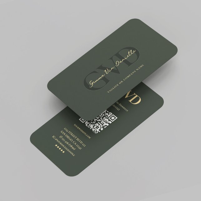 Tarjeta De Visita Monograma moderno Profesional Dark Green Gold (Modern Monogram Professional Dark Green Gold Business Card
)