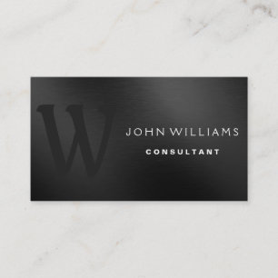 Tarjeta De Visita Monograma moderno profesional en el metal negro