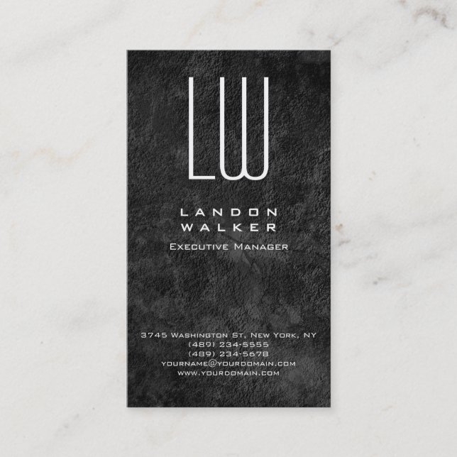 Tarjeta De Visita Monograma moderno profesional gris vertical (Anverso)