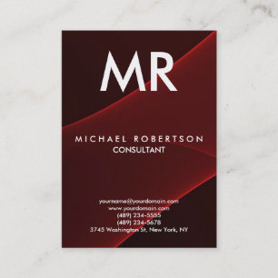 Tarjeta De Visita Monograma moderno rojo marrón de calidad único