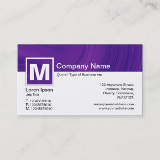 Tarjeta De Visita Monograma moderno - Ruedas abstractas - Púrpura