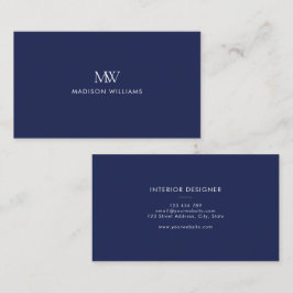 Tarjeta De Visita Monograma moderno simple elegante azul marino