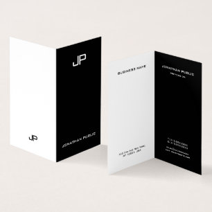 Tarjeta De Visita Monograma moderno simple elegante blanco y negro