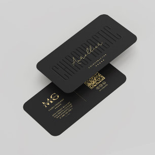 Tarjeta De Visita Monograma moderno Terapia quiropráctica Oro negro