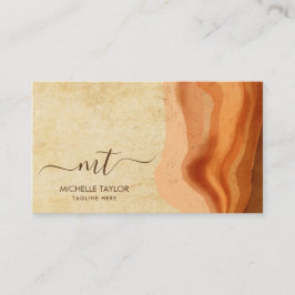 Tarjeta De Visita Monograma moderno único Resumen Boho Terracotta