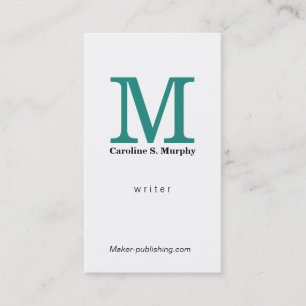 Tarjeta De Visita Monograma moderno (verde agua)