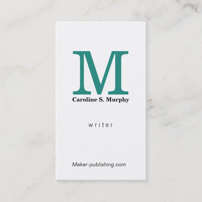 Tarjeta De Visita Monograma moderno (verde agua) (Anverso)