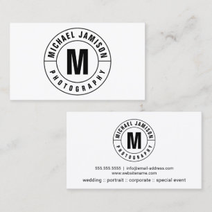 Tarjeta De Visita Monograma moderno y elegante con texto curvo