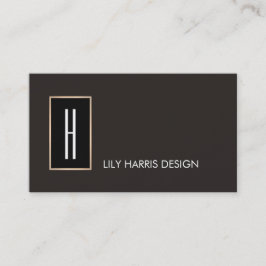 Tarjeta De Visita Monograma moderno y elegante, negro profesional