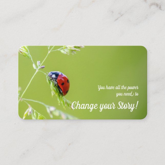 Tarjeta De Visita Monograma motivacional de cambio de ladybug positi (Anverso)