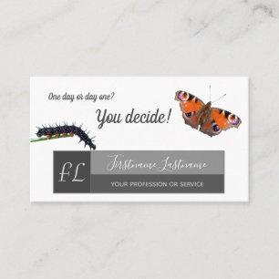 Tarjeta De Visita Monograma motivacional de cambio de mariposa de or
