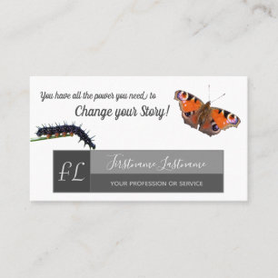 Tarjeta De Visita Monograma motivacional de cambio de mariposa de or