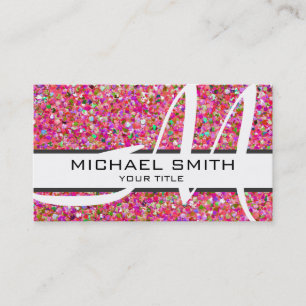 Tarjeta De Visita Monograma Multicolor Purpurina de paro moderno #4