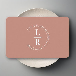 Tarjeta De Visita Monograma, negocio minimalista de castaño rojizo