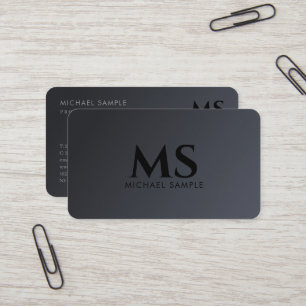 Tarjeta De Visita Monograma negro elegante de código QR moderno pers