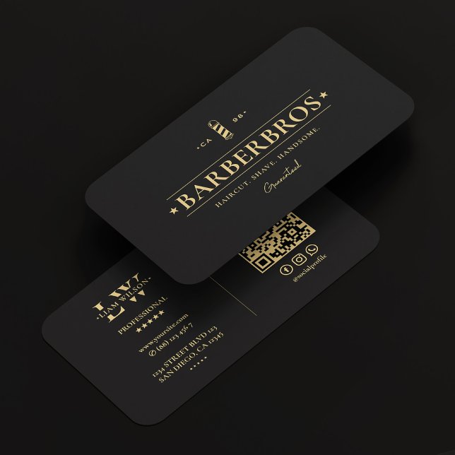 Tarjeta De Visita Monograma negro elegante del Barbershop Barber Pol (Elegant Barbershop Barber Pole Black Monogram Business Card
)