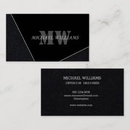 Tarjeta De Visita Monograma negro gris artístico moderno