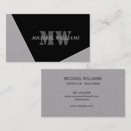 Tarjeta De Visita Monograma negro gris artístico moderno