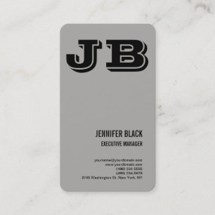 Tarjeta De Visita Monograma negro gris audaz minimalista moderno sim