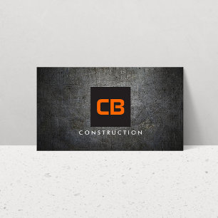 Tarjeta De Visita Monograma negro/Naranja Construcción Metalizado gr