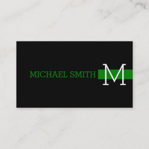 Tarjeta De Visita Monograma negro negro moderno verde