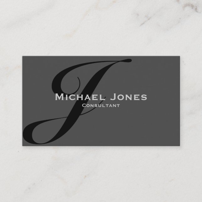 Tarjeta De Visita Monograma Negro Profesional Elegante Moderno (Anverso)