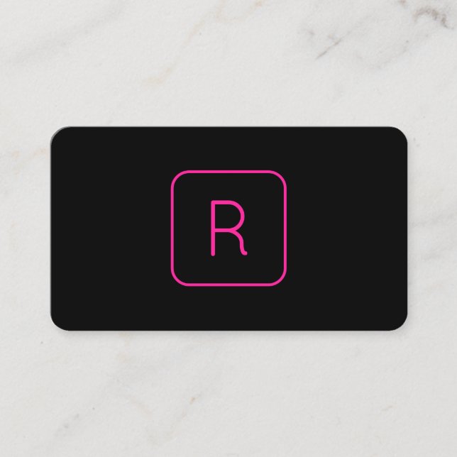 Tarjeta De Visita Monograma negro rosado moderno de Guay o carta de  (Anverso)