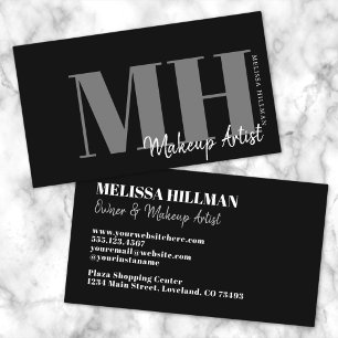Tarjeta De Visita Monograma Negro Simple Elegante Profesional
