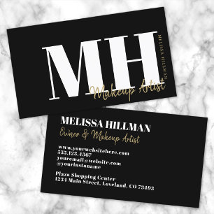 Tarjeta De Visita Monograma negro simple y elegante profesional