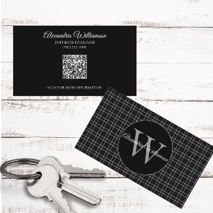 Tarjeta De Visita Monograma negro y blanco