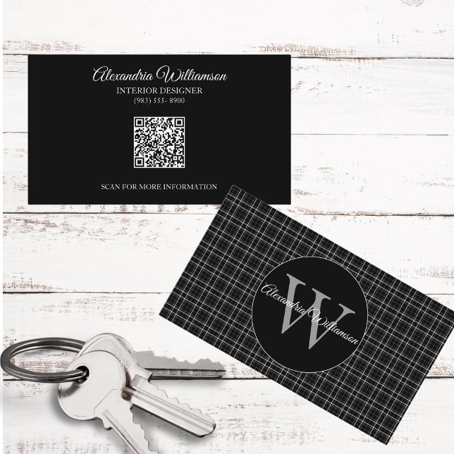 Tarjeta De Visita Monograma negro y blanco (Subido por el creador)