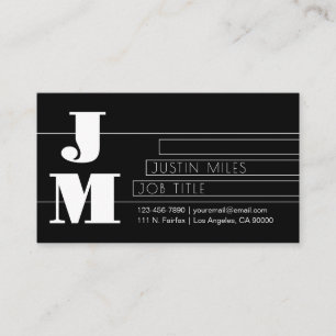 Tarjeta De Visita Monograma negro y blanco retro-moderno personaliza