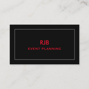 Tarjeta De Visita Monograma nombre personalizado inicial negro rojo 