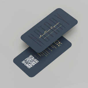 Tarjeta De Visita Monograma notarial moderno Signo de azul oscuro