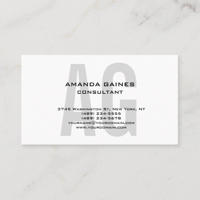 Tarjeta De Visita Monograma original original único de gris clásico  (Anverso)