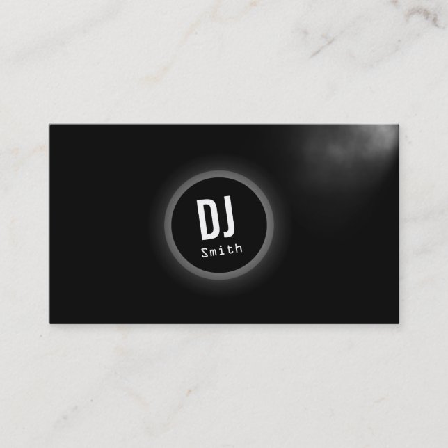 Tarjeta De Visita Monograma oscuro elegante de la música de DJ (Anverso)