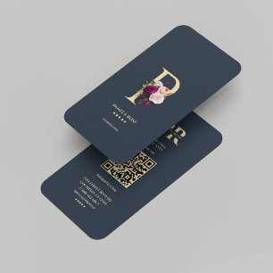 Tarjeta De Visita Monograma P Profesional Dark Blue Gold