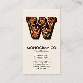 Tarjeta De Visita Monograma Paisley - W