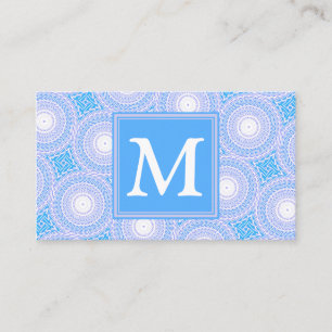 Tarjeta De Visita Monograma Patrón de círculos azules eléctricos