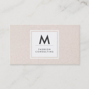 Tarjeta De Visita Monograma Patrón fracturado moderno Beige