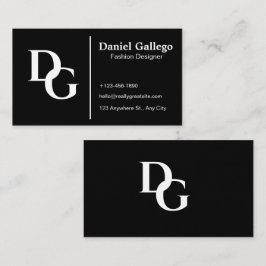 Tarjeta De Visita Monograma Personal Simple Negro Y Blanco