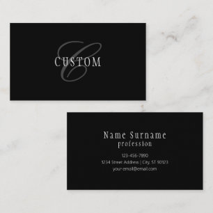 Tarjeta De Visita Monograma Personalizable elegante Blanco gris ne